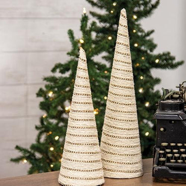 Diamond Wrapped Ivory Jute Cone Tree 18 - The Fox Decor